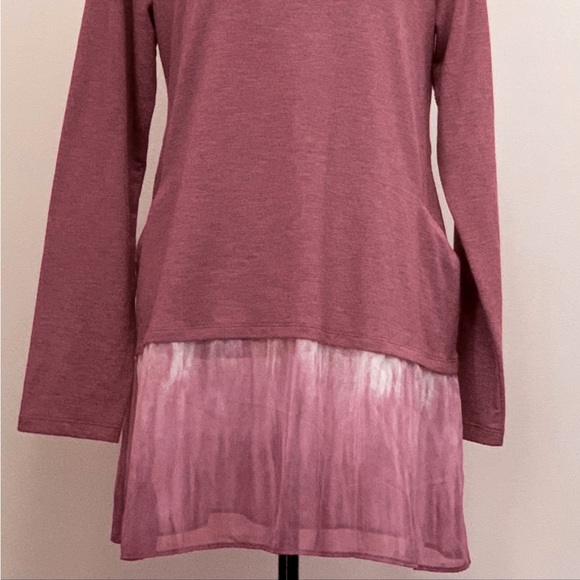 Logo by Lori Goldstein Lounge Tie Dye Pink Tunic Top with Chiffon Trim, Size S - Picture 3 of 16